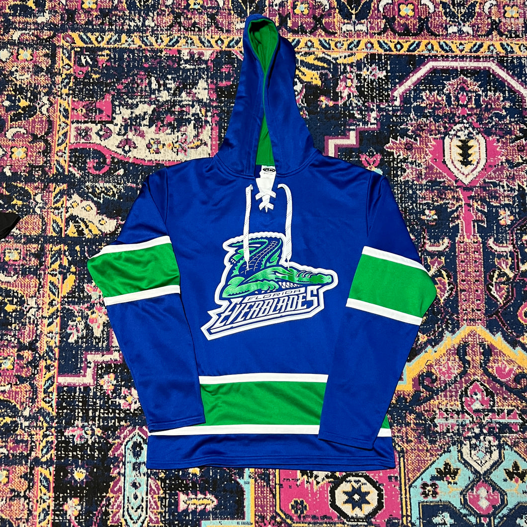 Florida Everblades Athletic Knit Logo ECHL Hockey Pullover Jersey Hoodie Size Medium