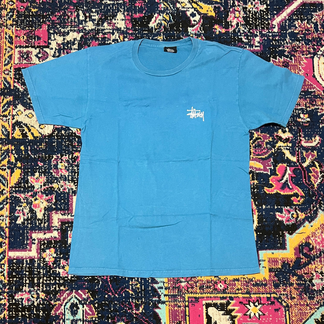 Stussy Basic LS Logo Tee Mens Blue T-Shirt Size Medium